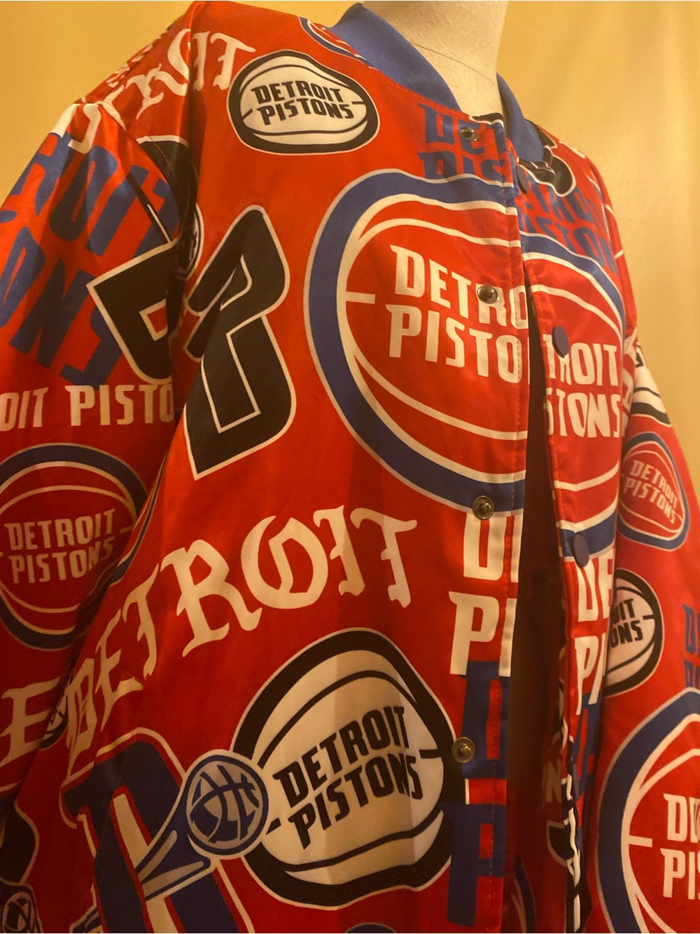 Deeetroit Basketball 🏀 Detroit Pistons Red All-Over Print Bomber Jacket silky